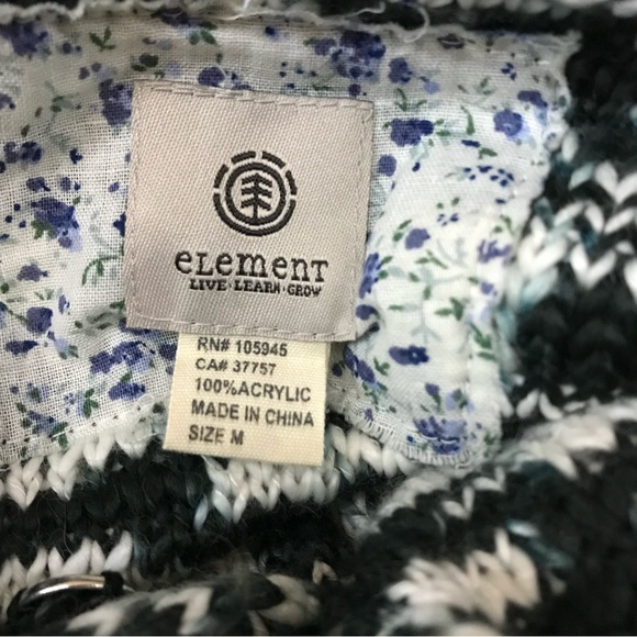 Element Black White Knit Snap Down Cardigan Sweater - Women’s Medium - Picture 10 of 11